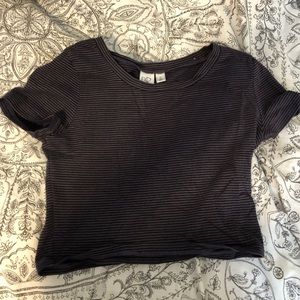 Dark purple and black striped crop top